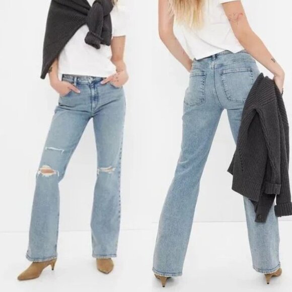 Gap - Mid Rise 90s Loose Flare Jeans 852777 | Size 30 Petite | Light Destroyed - Picture 3 of 17